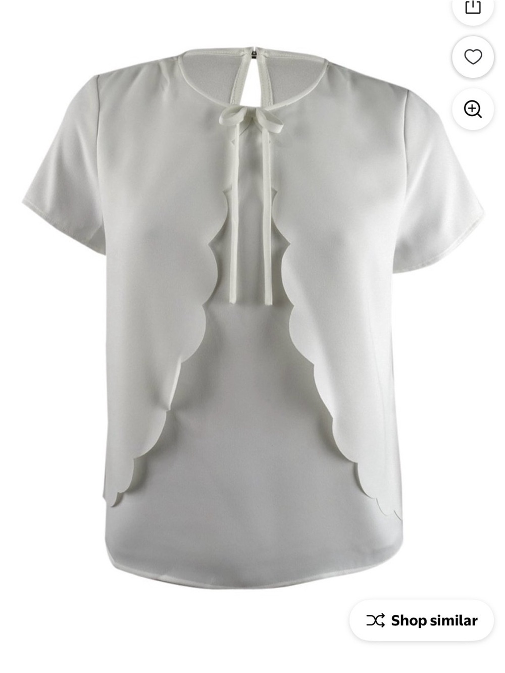 CeCe White Scalloped Blouse – Size Medium – NWOT